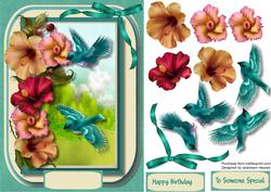 Beautiful Birds and Hibiscus .