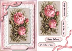 Beautiful Vintage Roses on Butterfly Lace