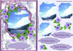 Lovely Lakeland Scene with Petunias (ormate Pyramarg )
