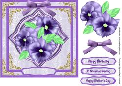 Lovely Lilac Pansys on a Diamond Frame