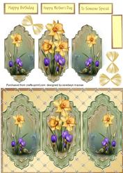 Lovely Triptych Card with Daffodils and Crocus
