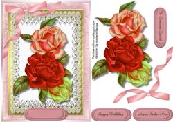 Beautiful Roses on Flower Lace