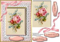 Beautiful Tapestry Rose on Stunning Lace