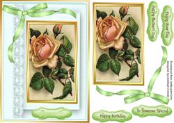 Beautiful Roses on Gold and Green
