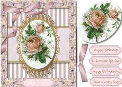 Lovely Vintage Roses in a Ribbon Frame 