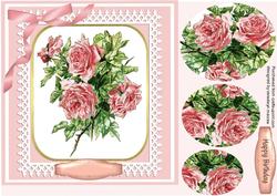 Beautiful Pink Roses in a Lace Border ( Pyramid )