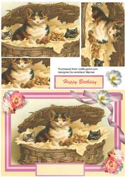Lovely Mother and Kittens in the Basket ( Pyramid )