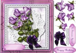 Lovely Lilac Roses on a Lace Mat 