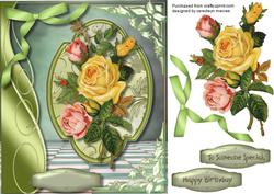 Beautiful Assortment of Roses on a Gold Plaque