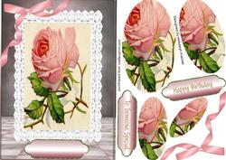Beautiful Pink Roses on Dragonfly Lace ( Pyramid )