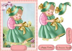 Lovely Bonnet Girl and Little Chick