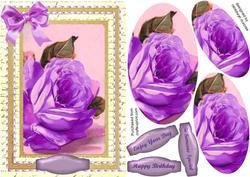 Lilac Roses on Script Background , (pyramid)