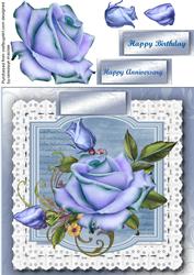 Beautiful Blue Roses on Dragonfly Lace