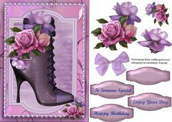 Lovely Boot , Pearls and Lilec Roses