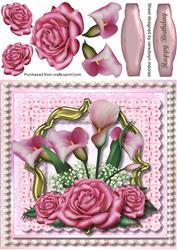 Beautiful Pink Flowers on Lace and Pearls