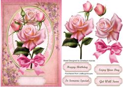 Beautiful Roses in a Gold and Oval Frame