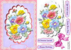 Lovely Pansys on Lace