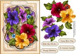 Beautiful Petunias in a Ornate Frame