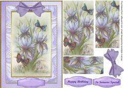 Beautiful Irises on Dusky Lilac Artdecko Frame