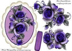 Lovely Deep Violet Roses in a Ornate Frame 