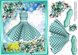 Lovely Turquoise Polka Dot Dress and Roses