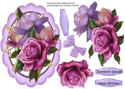 Lovely Lilac Roses on a Scalloped Frame