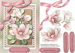 Beautiful Pink Magnolias on Lace