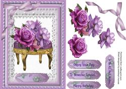 Lovely Lilac Roses in a Pearl Frame