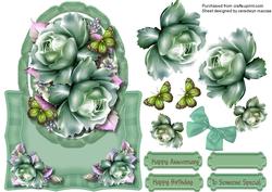 Lovely Pale Green Roses Over the Top Card 