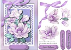 Lovely Soft Lilac Magnolias on Lace
