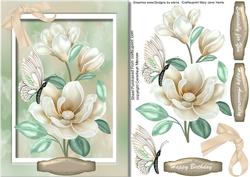 Beautiful Cream Magnolias and Butterfly's