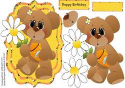 Easel or Topper Bracket Card Honey Bear 