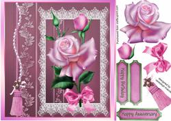 Beautiful Pink Roses on Fine Lace