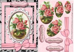 Beautiful Roses in a Pearl and Lace Frame ( Pyramid )
