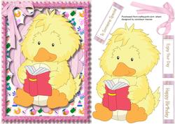 Cute Little Duck Reading a Book