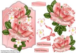 Stunning Pink Roses on a Ornate Plaque