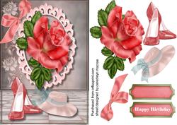 Lovely Cerise Rose , Shoes and Hat