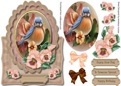 Love Topper or Easal Bird Among the Pansys