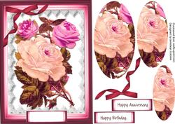 Lovely Roses in Deep Cerise Frame ( Pyramid )