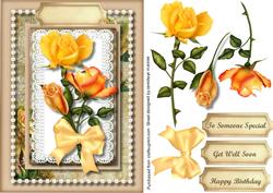 Beautiful Yellow Roses on Lace with Pearls 