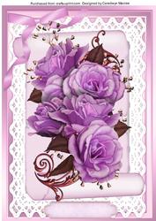 A4 Lovely Lilac Roses on a Scroll 