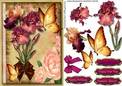 Lovely Irises and Butterflys