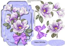 Beautiful Lilac Magnolias on a Damask Plate