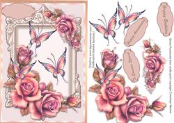 Lovely Pink Roses and Butterflys