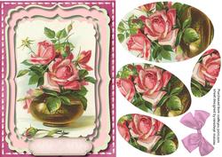 Beautiful Vase of Pink Roses in a Ornate Frame 