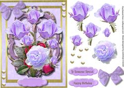 Lovely Lilac Roses on a Scalloped Frame