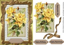Lovely Yellow Roses in a Ornate Frame 