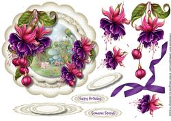 Beautiful Scalloped Fushias Easel or Topper 