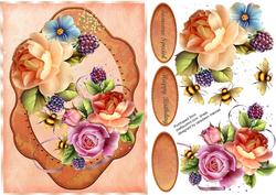 Beautiful Roses with Fruit and Bees