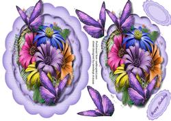 Lovely Scalloped Topper with Gerbera and Butterflys